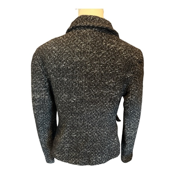 Lafayette 148 Black White Fringe Trim Textured Blazer Jacket Size 4 Wool Blend - Picture 3 of 7